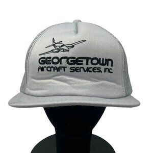 Georgetown Aircraft Service Snapback Trucker Mesh Hat Cap Airplane Pilot Vintage